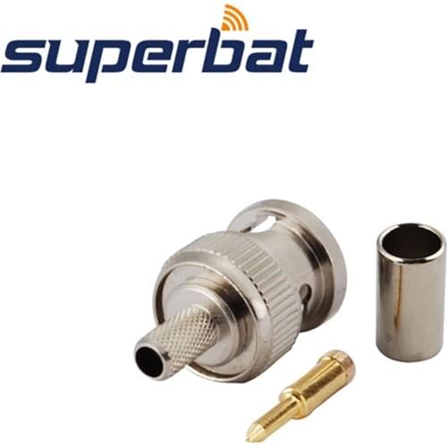 Superbat 10pcs BNC Crimp Plug RF Coaxial Connectorfor Cable RG58 RG142 LMR195