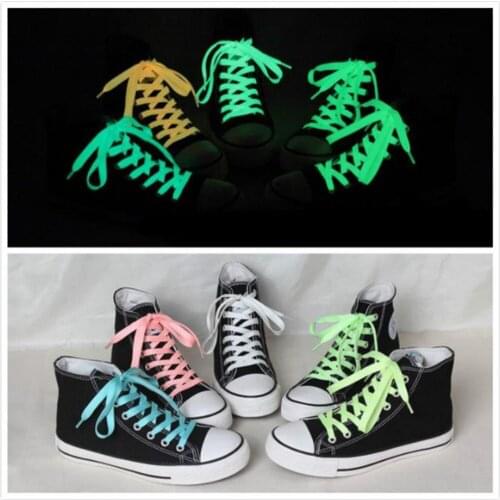 1 Pair Luminous Shoelaces Flat Sneakers Canvas Shoe Laces Glow In The Dark Night Color Fluorescent Shoelace 60/80/100/120/140cm