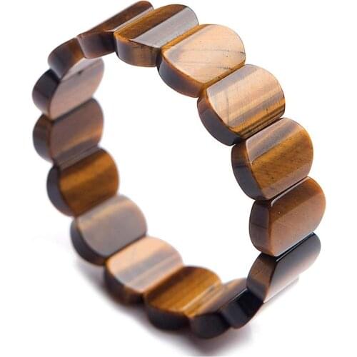 Top Natural Yellow Tigers Eye Bracelet Jewelry For Women Men Stretch 18x13mm Rectangle Beads Cat Eye Gemstone Strands AAAAA
