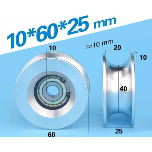 10*60*25mm U roller, GL-R10-D10 jump ring metal aluminum bearing pulley wheel for Haitian injection molding machine/safety door