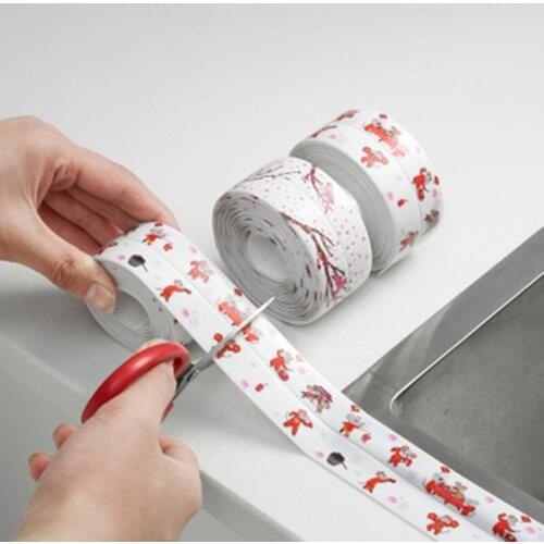 3.2mx38mm Bathroom Shower Sink Bath Sealing Strip Colored PVC Adhesive Tape Waterproof Wall Sticker for Bathroom Kitchen Toilet