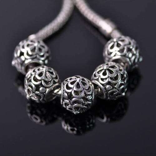 10pcs 10mm Tibetan Silver European Charm Loose Hollow Metal Big Hold Beads 2