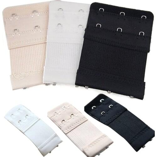 2Pcs 2 Hook Bra Extender Womens Elastic Bra Extension Strap Hook Clip Expander Adjustable Belt Buckle Intimates 2/3Buckles