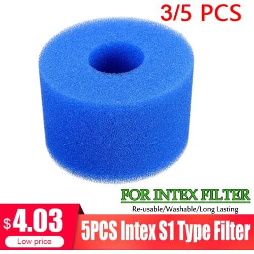 3/5PC Swimming Pool Filter Foam Reusable Washable For Intex S1 Type Pool Filter Sponge Cartridge Suitable Bubble Jetted Pure SPA
