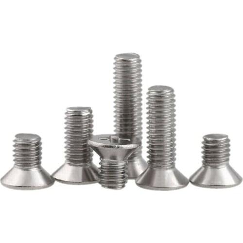 50PCS M3M4M5 201 stainless steel cross countersunk head screw flat head machine screw