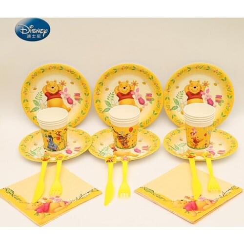 68pcs Winnie the Pooh Theme 12Kids beautiful Birthday Party Supplies Party Tableware Set Party Supplies