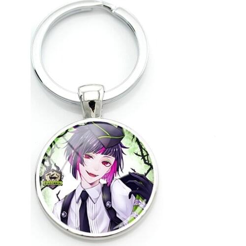 TAFREE Anime Octavinelle Keychains Azul Ashengrotto Leech Floyd Leech Glass Cabochon Cartoon Jewelry Key Holders