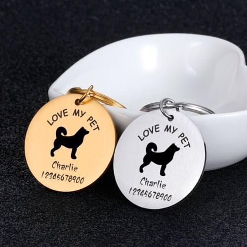 Pets ID Tag Keychain Customized Personalized Keychains Name Tel Number Custom Key Chain for Cute Dog Cat Anti-lost Keyring