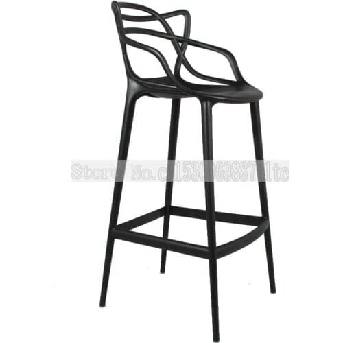 European Style High Foot Bar Chair Backrest Outdoor Modern Simple Bar Chair Front Desk Bar Stool Creative Household Plastic Bar