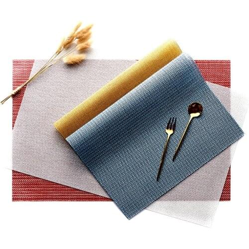 Lmitation Linen Braided PVC Placemat Non Slip Anti Scalding Insulation Hotel Restaurant School Dining Table Mat Decoration