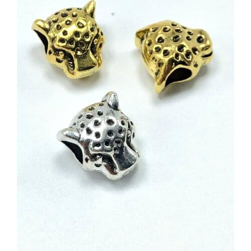 JunKang 10pcs 10*11mm popular European perforated big leopard head DIY handmade bracelet Necklace Jewelry connection acce