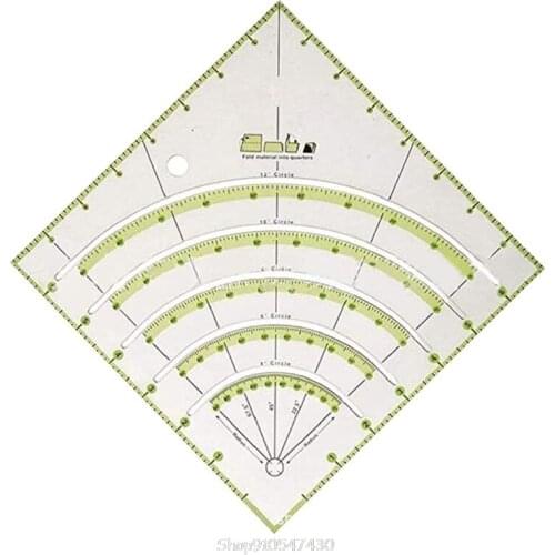 Arcs & Fans Quilt Circle Cutter Ruler,Multifunctional Arc Cutting Patchwork Ruler DIY Tools with Double Colored Lines fo D17 20