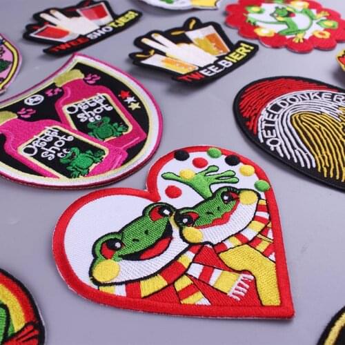Lovely Oeteldonk Embleem Full Embroidered Frog Carnival for Netherland Sew on Embroidered Clothes Patch for Clothes Applique DIY