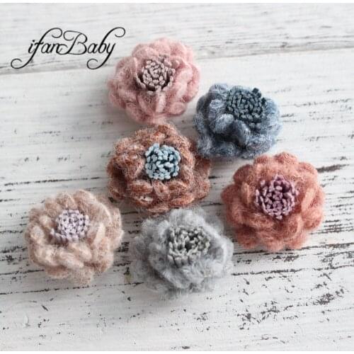 Cute hair accessories for DIY Craft flowers wool felt flowers hair flowers flat back