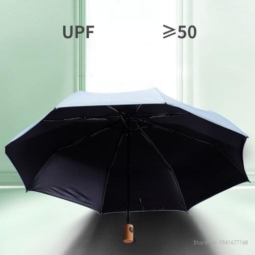 Mens and womens vinyl automatic folding solid color portable anti-ultraviolet sun umbrella and windproof umbrella