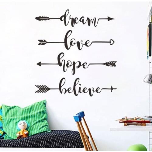 Dream Love Hope Believe Wall Sticker Inspirational Office Wallpaper Living Room Bedroom Decoration Home Decor Art Murals