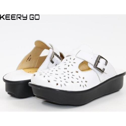 New bovine bottom thick hollow shoes leisure slippers Comfortable womens shoes