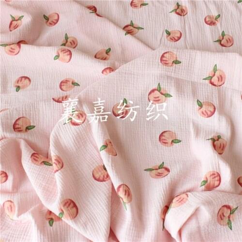 New Peach Double Layer Cotton Gauze Crepe Seersucker Leisure Tops Pajama Fabric