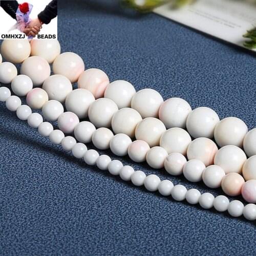 OMH Wholesale JD134 4 6 8 10 12mm Natural Jewelry DIY Making Bracelet Necklace Natural AAA Shell Loose Spacer Round String Beads