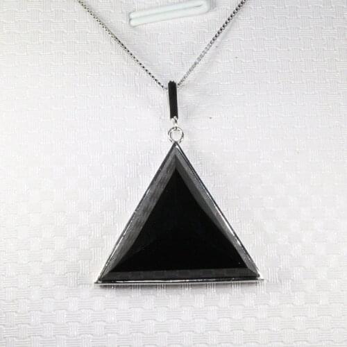 CoLife Jewelry Natural Black Agate Pendant for Man 925 Silver Triangle Pendant Fashion Man Jewelry Sterling Silver Agate Jewelry