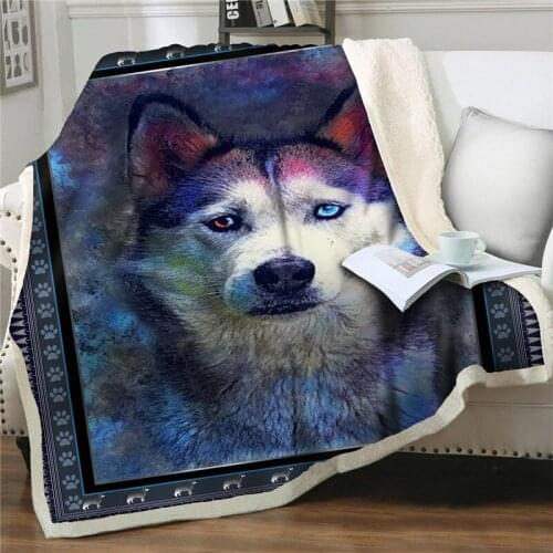 Sherpa Blanket on Bed Animal Cartoon Dog Plush Throw Blanket soft warm Bedspread Home textile Kids gift bedding Sofa quilt Cover