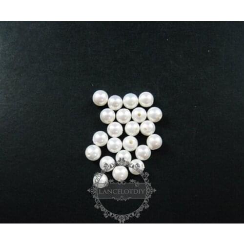 6mm half drilled white round artificial imitation mother of pearl shell pearl beads for earrings studs DIY supplies 3021049