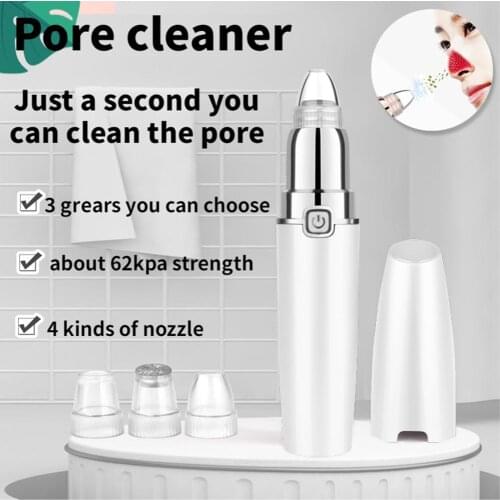 Portable Electric Blackhead Remover Facial Pore Acne Pimple Vacuum Suction Face Skin Care Tools with 3 Replacement Heads