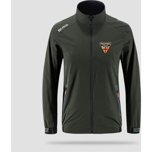 Triumph Flag Slim Sport Jacket Mens Street Windbreaker Zipper Thin Jacket Mens Casual Front Printing Jacket Asian Size