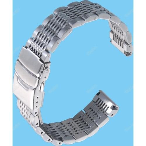 Luxury 18/22/20mm Solid Link Stainless Steel Watch Band Folding Clasp Safety Watches Strap Bracelet Replacement