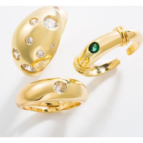 Luxury Zircon Gold Opening Rings For Woman Man New Fashion Gothic Finger Jewelry Wedding Party Girls Crystal Gold Ring Gift