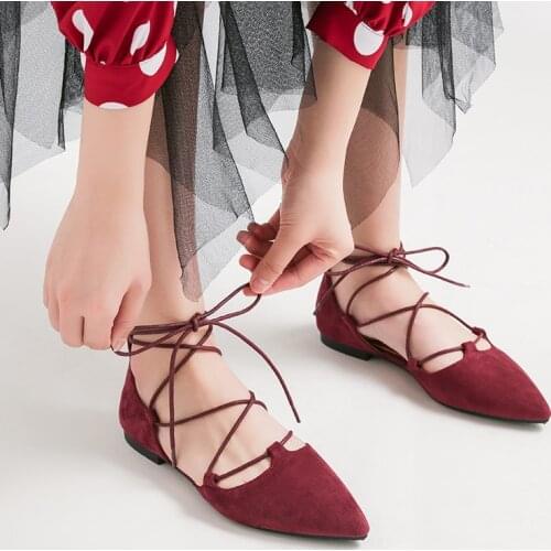 Roman Cross-Tied Sandals Woman Shoes Summer Flock Pointed Toe Flat Sandalias Large Size 42/43 Flipflops Ladies Dress Shoes 2020