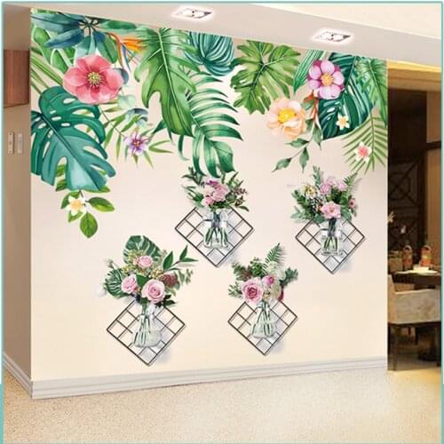 [SHIJUEHEZI] Flamingo Animals Wall Stickers DIY Tree Leaves Wall Decals for Kids Bedroom Living Room Nursery Home Decoration