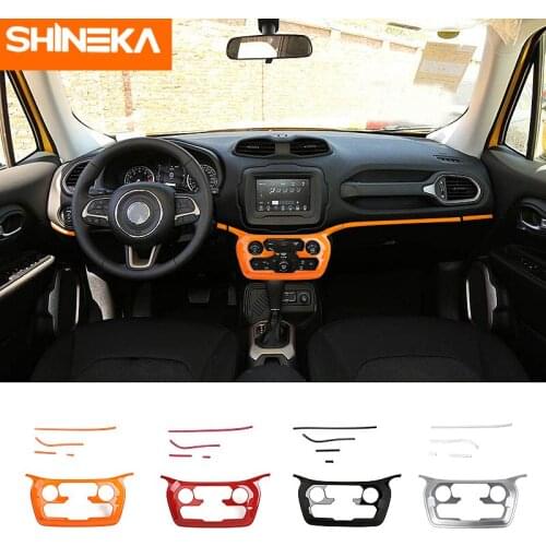 SHINEKA For Jeep Renegade 2018+ Car Interior Dashboard Air Conditioning Panel Decoration Stickers Accessories For Jeep Renegade
