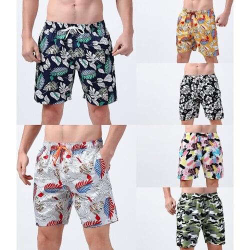 Mens Quick Dry Swimwear Shorts Trunks Printing Beach Board Swimming Pants Swimsuits Mens Running Sports Surfing Polyester Short
