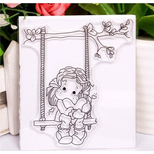 Swinging girl pattern Stamp Scrapbooking New Alphabet Stamp Embossing Craft Silicone Transparent Stampstampons