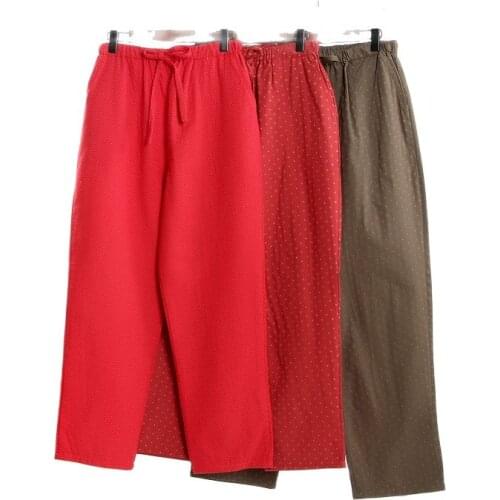 Spring Thin Cotton Sleep Bottoms Men and Women Home Pants Elastic Waist Woman Pants Couple Pajamas Sleepwear Loose Lounge Pants