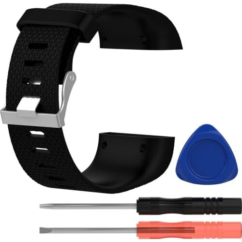 Silicone Replacement Black Watch Band Strap Bracelet for Fitbit Surge Smart watch With Metal Buckle Fitness Watchband Wristband