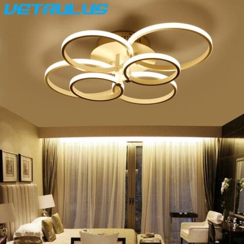 Modern LED Ceiling Chandelier Lights Remote Led Acrylic Rings Chandeliers Plafon Lighting Fixtures Lustre Ceiling Lamp