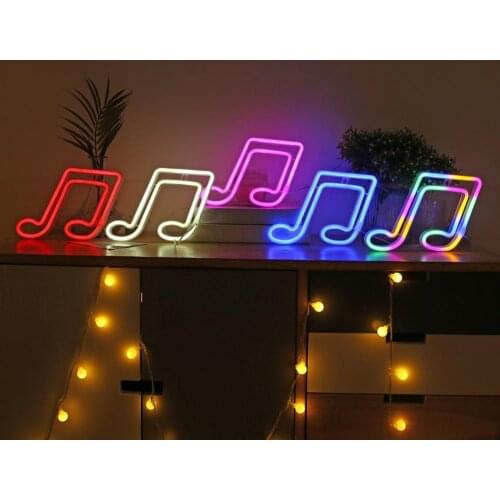 Music Symbol LED Neon Light Sign Wall Hanging Art Night Lamp for Room Wedding Party Home Decor Wall Lamp Xmas Birthday Gift