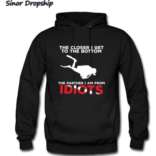 Mens The Closer I Get To The Bottom Scuba Diving Sweatshirt Men Hoodies Buzo Hombre Streetwear Hip Hop Hooded Mantle Tops