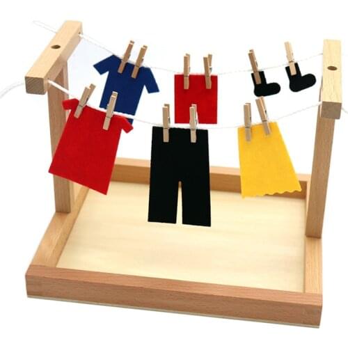 Montessori Early Education Life Teaching Aids Kindergarten Clothes Rack Kids Learning Hang The Clothes Preschool Children Toys