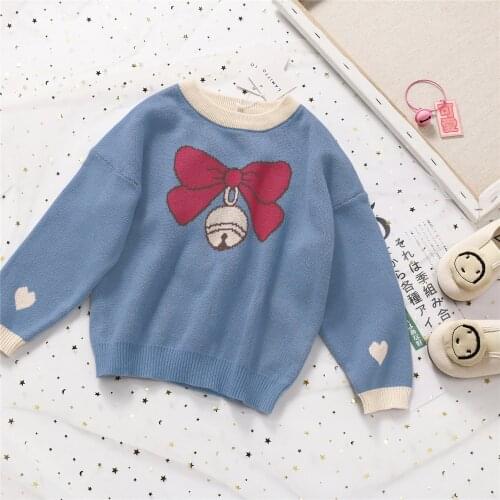 Tonytaobaby Sweet Bow Knitted Sweater for Girls and Children In Autumn and Winter Baby Sweater Baby Girl Sweater