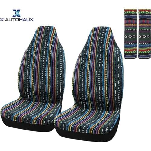 X Autohaux 2pcs Universal Front Seat Cover Saddle Blanket Seat-Belt Pad Protectors for Car
