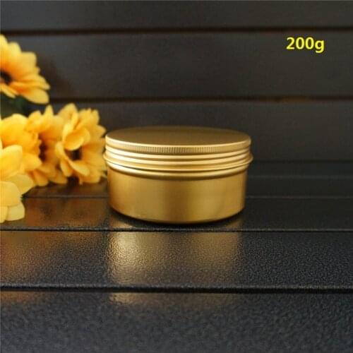 200g 82*43mm Gold Empty Round Aluminum Box Metal Tin Cans 200ml Cosmetic Cream Containers DIY Refillable Jar Tea Aluminum Pot