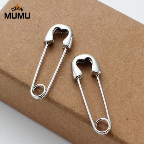 1Pair Paper Clip Shape Ear Buckle Earring Punk Rock Safety Pin Stud Earrings Creative Women Golden Silver Earrings Jewelry Gift