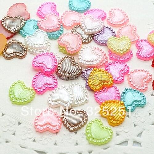 10mm 100pcs resin flat back pearl heart for decoration free shipping jewelry beads