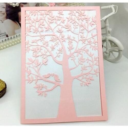 10 Pcs Love Heart Tree Laser Cut Wedding Invitations Cards Party Birthday Business Souvenirs Wedding Decoration 7ZSH196
