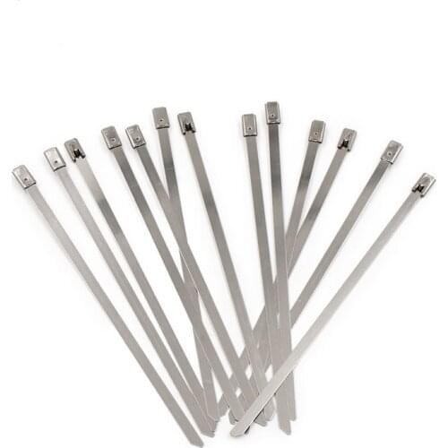 100Pcs 304#Stainless Steel Cable Ties 4.6mm Heavy Duty Self-Locking Cable Zip Tie Multi-Purpose Metal Exhaust Wrap Locking Ties