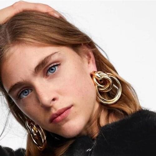 2021 fashion new metal pendant womens Retro party Earrings Steampunk big round knot statement Earrings Jewelry Brinks