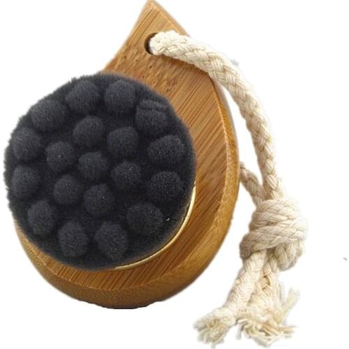 2021 Fashion Bamboo Handle Face Brush Makeup Wash Face Brush Black Head Massage Face Brush New Sponges Scrubbers Body Cleaner